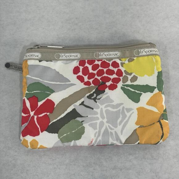 LeSportsac 3 Pocket Zipper Pouch Cosmetic Travel Toiletry Bag floral print  B8 - Picture 2 of 3